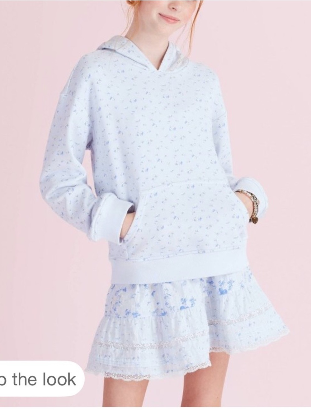 Love Shack Fancy x Target Light Blue Floral Hoodie sweatshirt for Kids